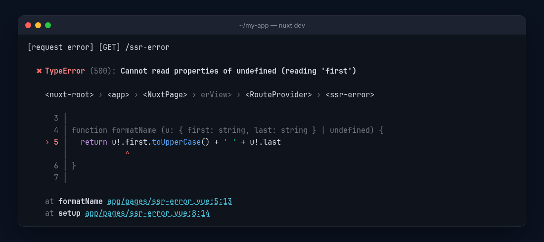 my-bad error report rendered in the terminal