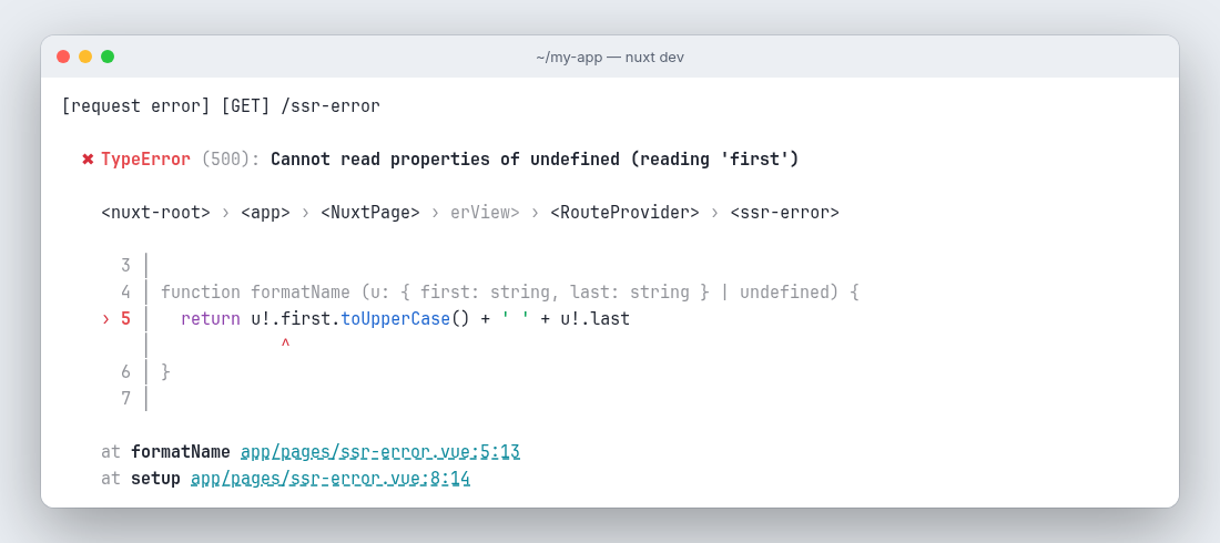 my-bad error report rendered in the terminal