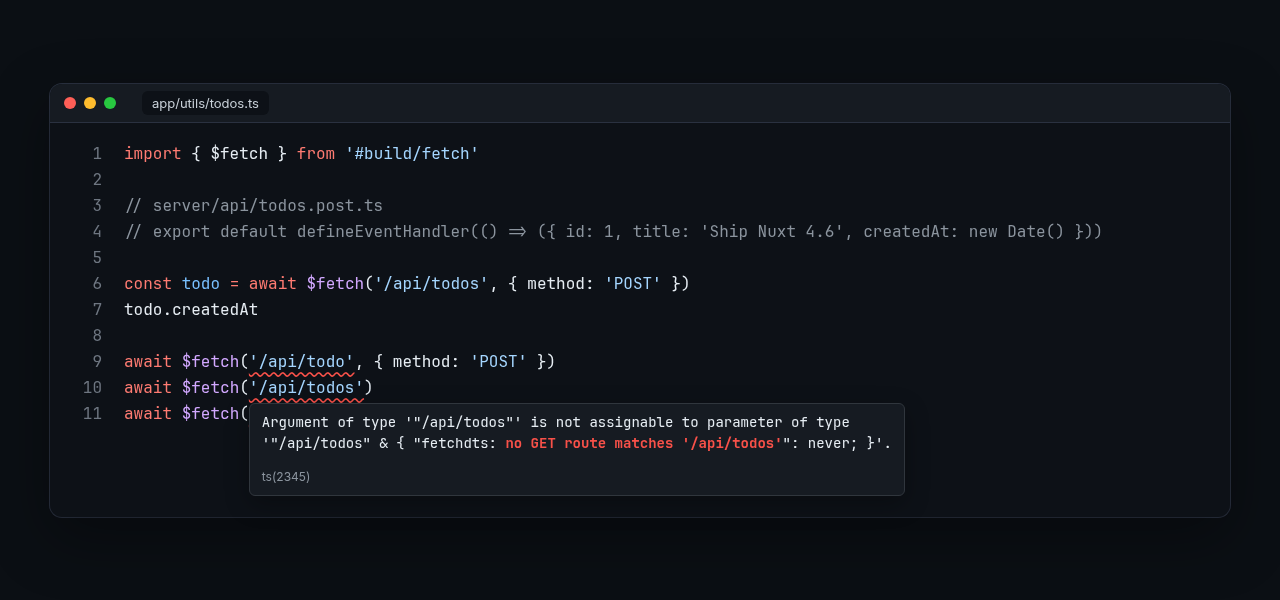 Type error on a $fetch call with the wrong body shape