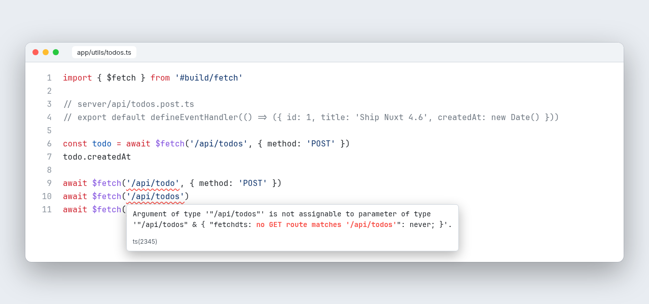 Type error on a $fetch call with the wrong body shape