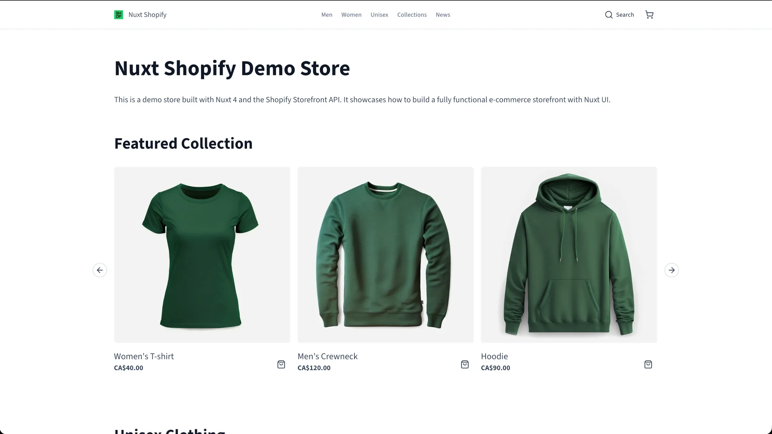 Nuxt Shopify Template