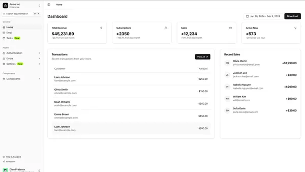 Nuxt Shadcn Dashboard