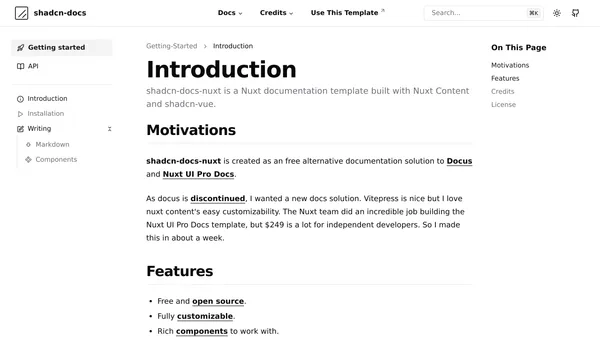 Shadcn Docs Template